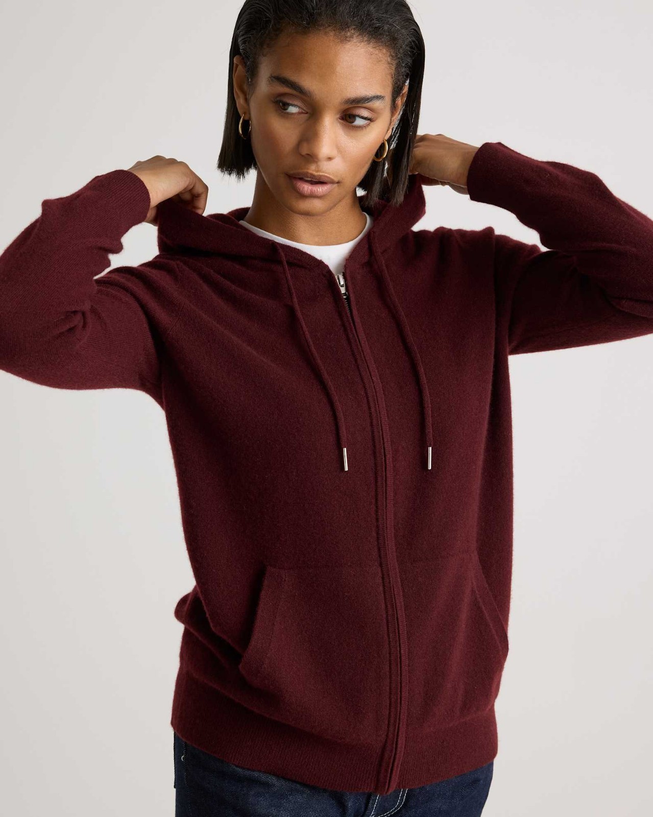NWT Quince Mongolian Cashmere Full-Zip Hoodie Sweater