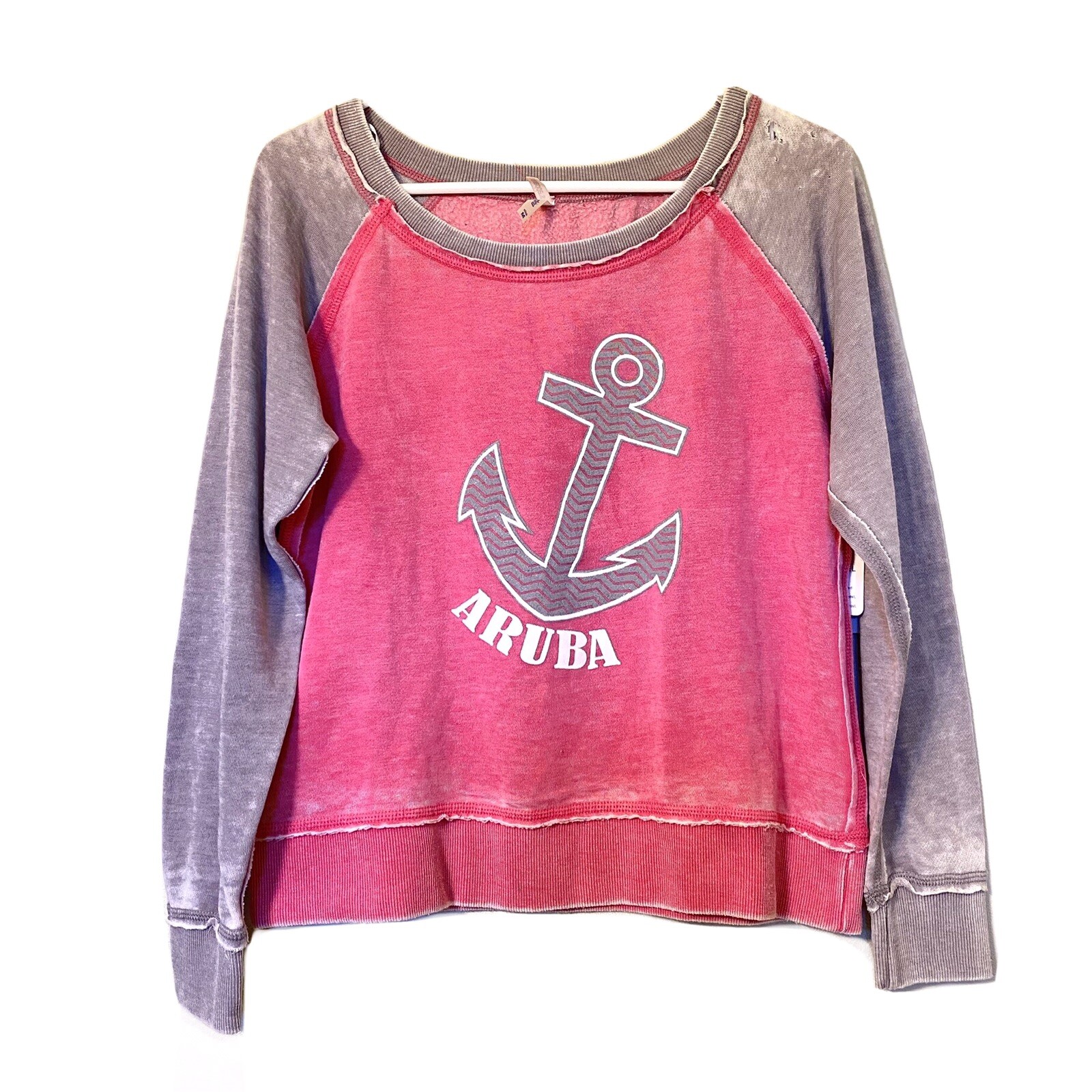 U.S. Apparel NWT Aruba Anchor Pink & Gray Soft Sweater Medium ⚓️