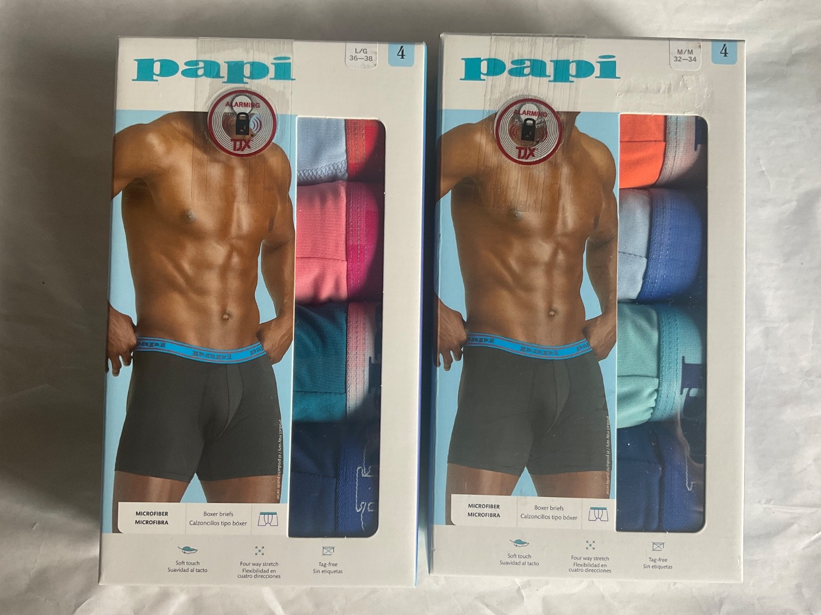 Papi 4 Pack Soft Microfiber Boxer Briefs New Men Pink Blue Orange