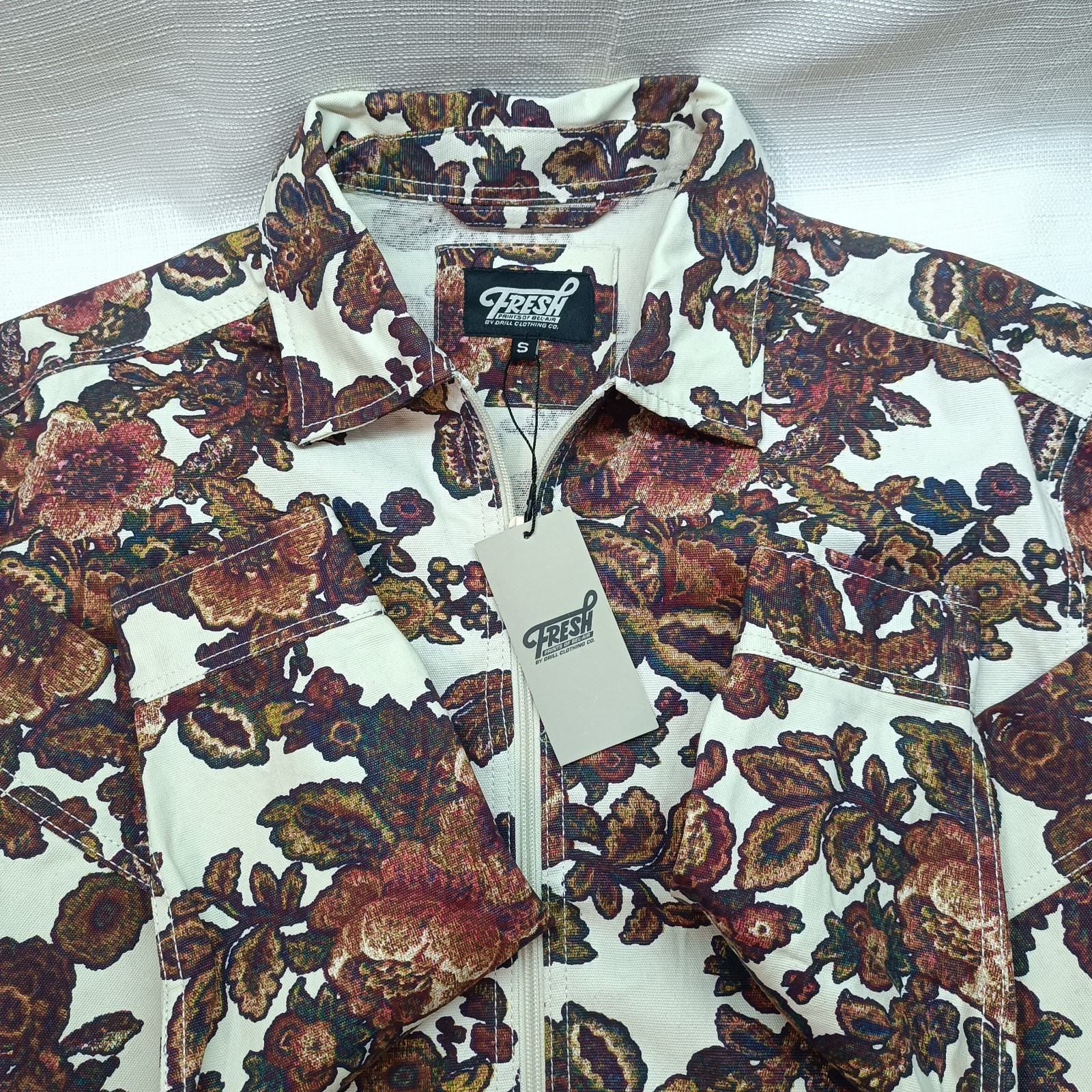 Fresh Prints of Bel-Air Men’s S Floral Full Zip Denim Trucker Jean Jacket NWT