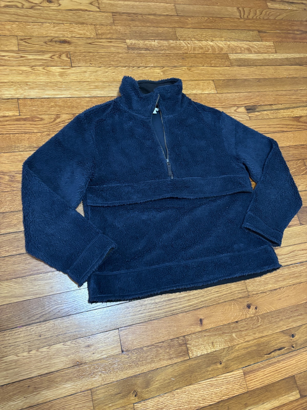 LL Bean Signature Sherpa Fleece Pullover Mock Neck Women’s Size Medium Blue