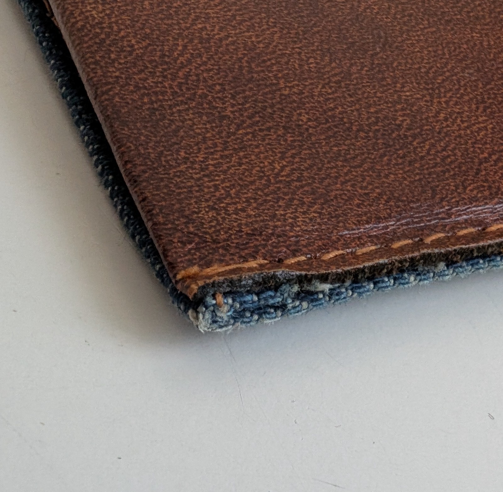 Vintage Levi Strauss denim leather wallet bifold two horse patch steerhide USA