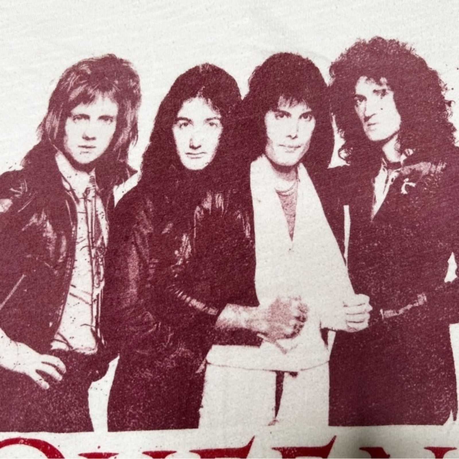 Queen Official Merch Group Photo Graphic T-Shirt White Women’s Sz S