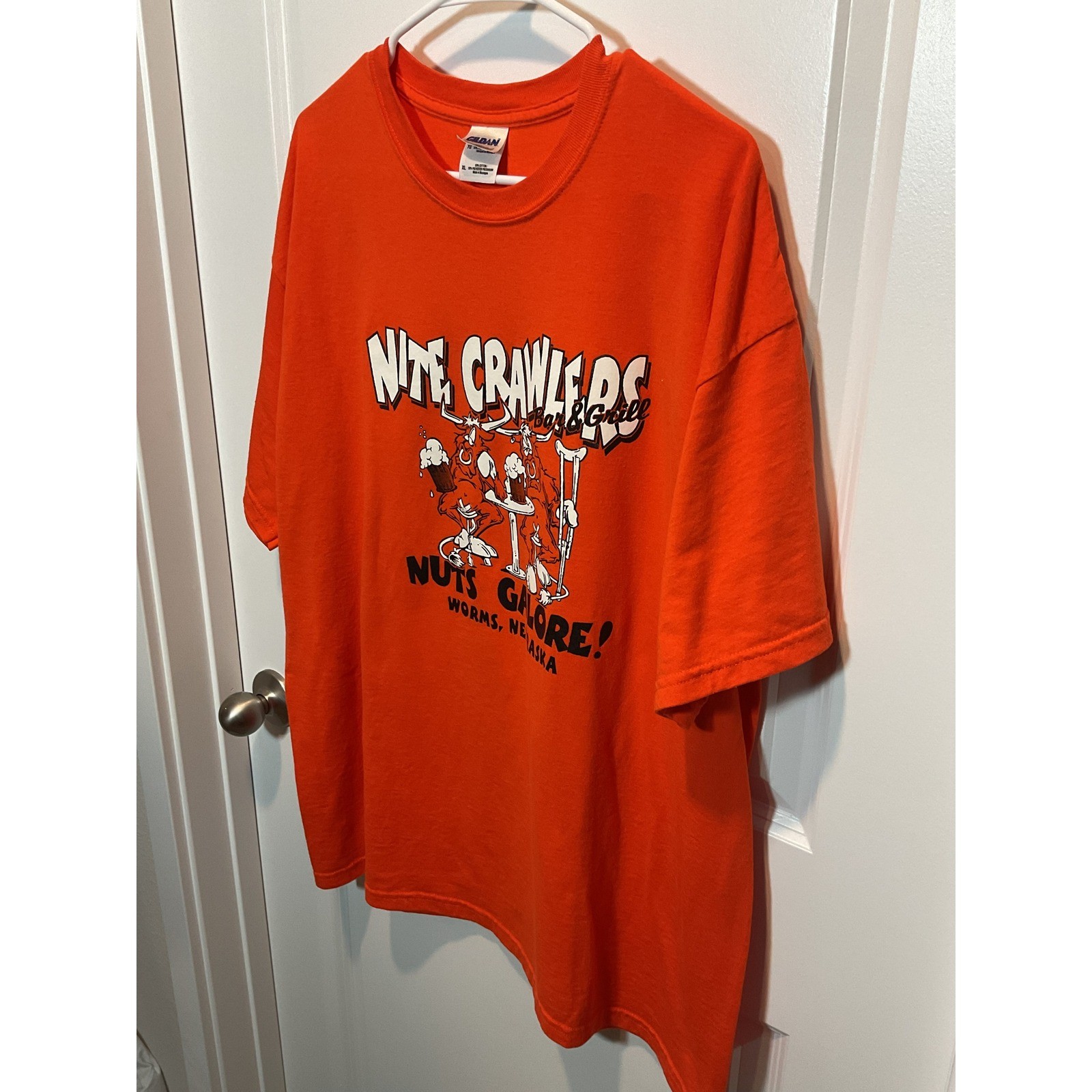Gildan DryBlend Orange Nite Crawlers Worms Nebraska Graphic T Shirt Mens XL