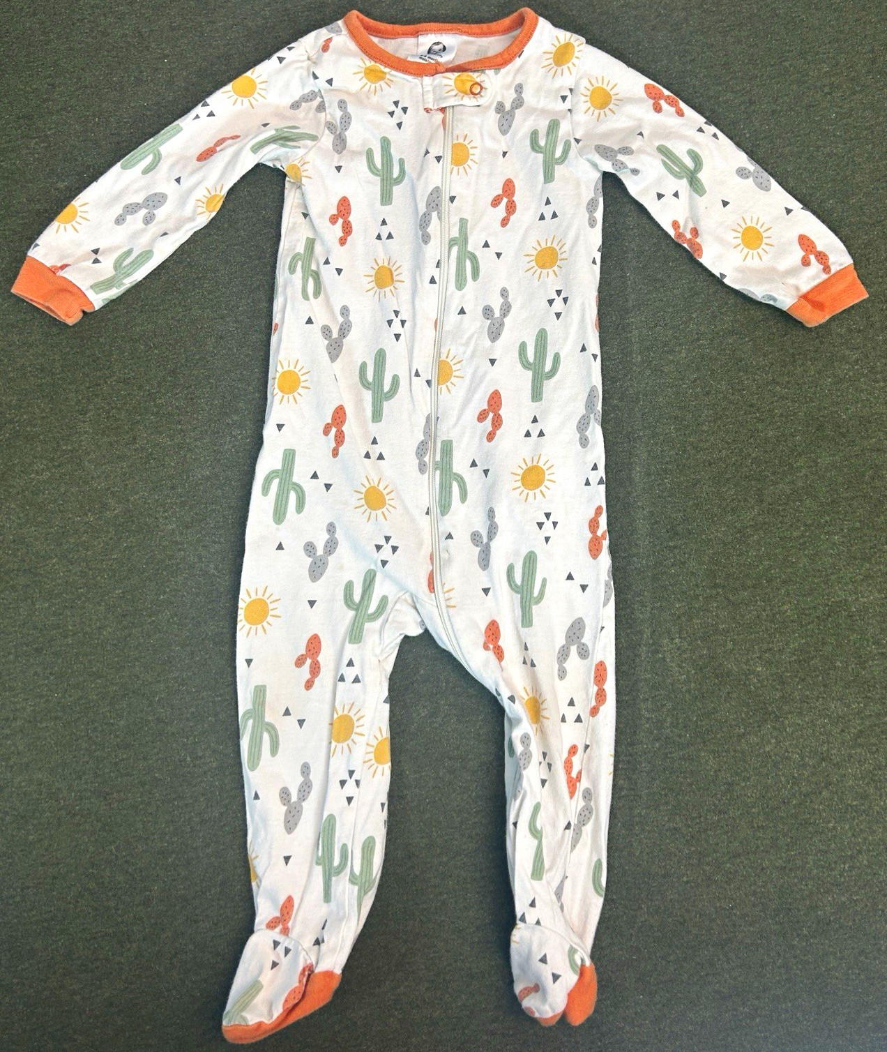 Gerber 6-9M Footed Zip Cotton One Piece Sleeper Pajamas White Desert Print