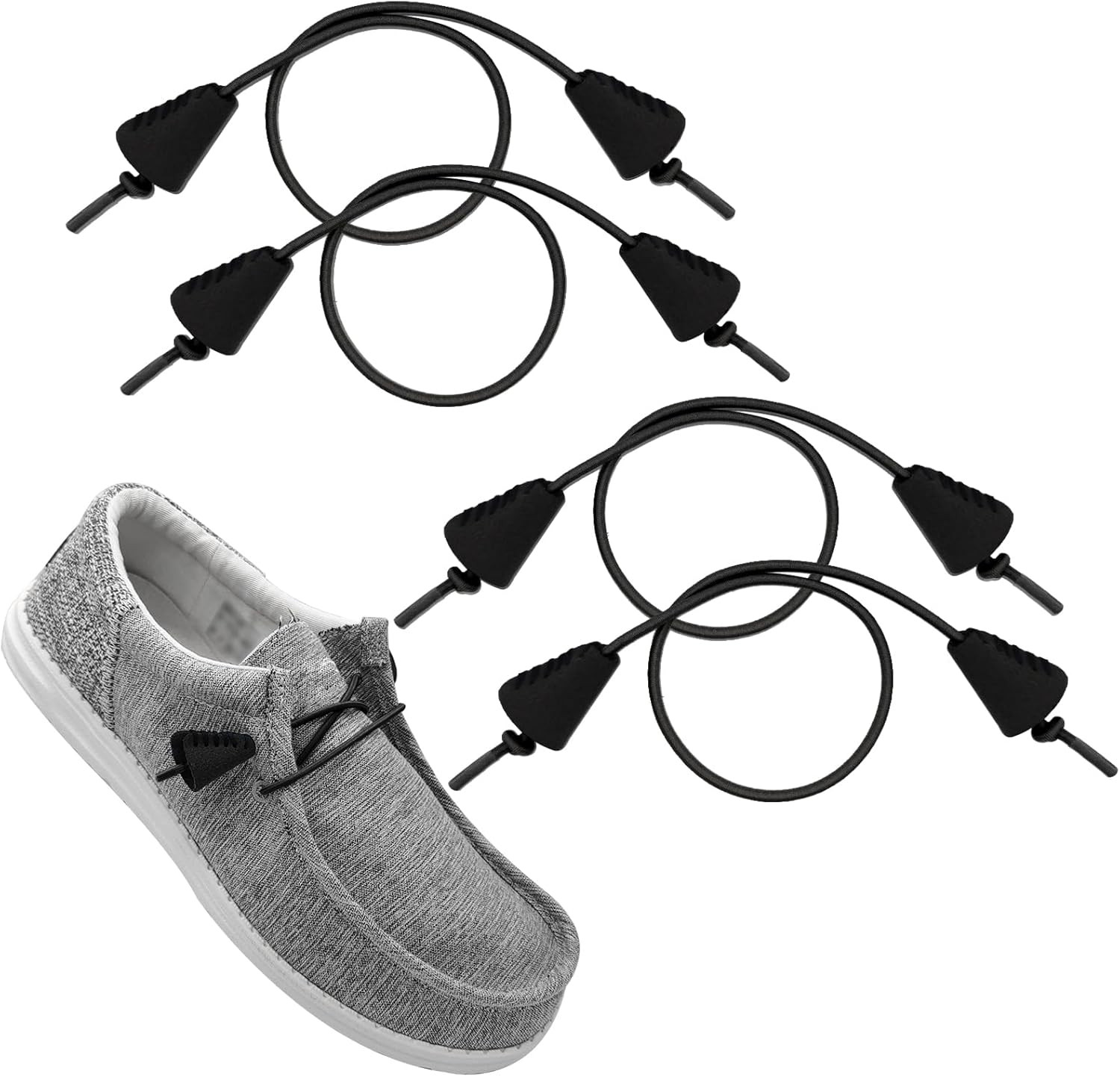 2Pairs Elastic Shoelaces for Hey Dude Shoe, No Tie Bungee Stretchy Shoe Laces