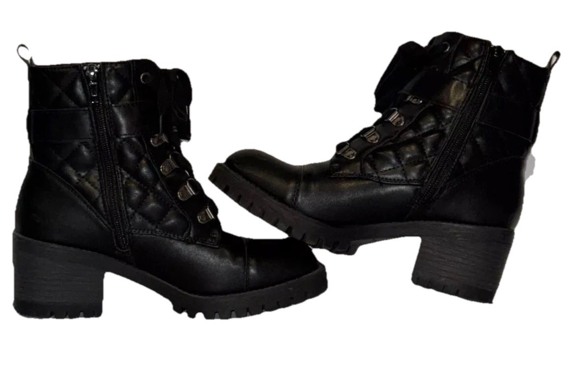 Steve Madden Platform Combat Style Boots W/ Side Zip, Black, Size 6M