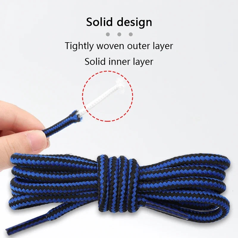 1 Pair Round Cotton Shoe Laces Striped Double Color Shoelaces Outdoor Boots and