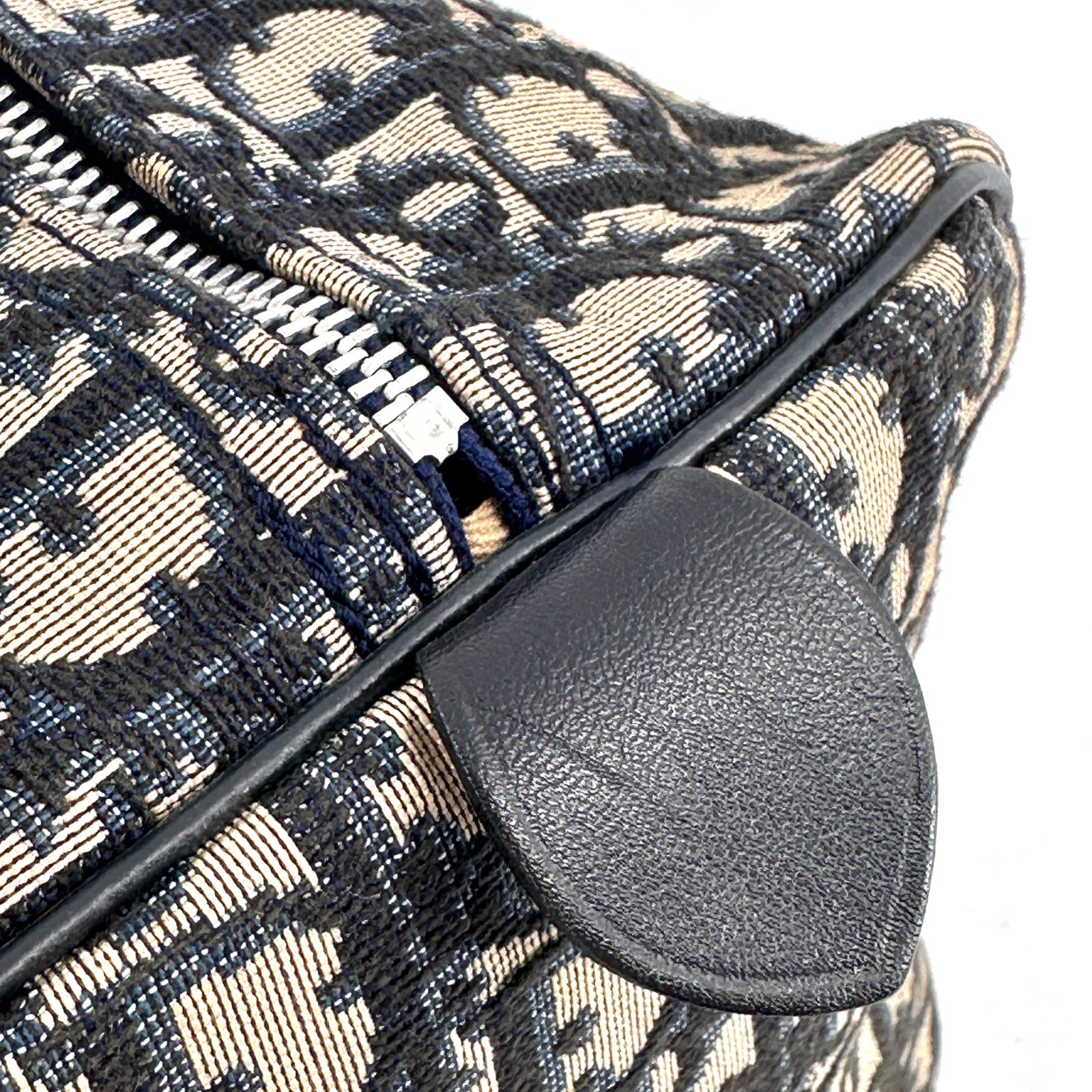 Christian Dior Trotter Handbag Boston Bag Navy Black