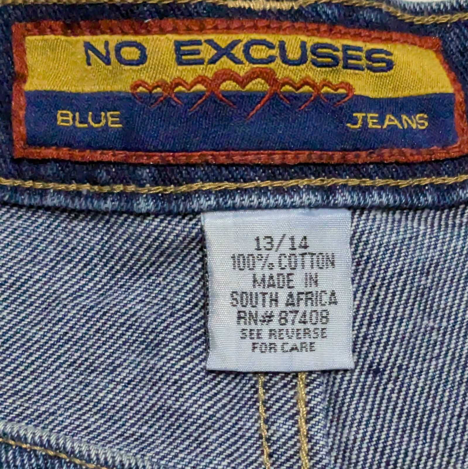 Vintage 90s NO EXCUSES High Rise Jean Shorts 13/14 (32×3) Blue Denim Raw Hem NWT