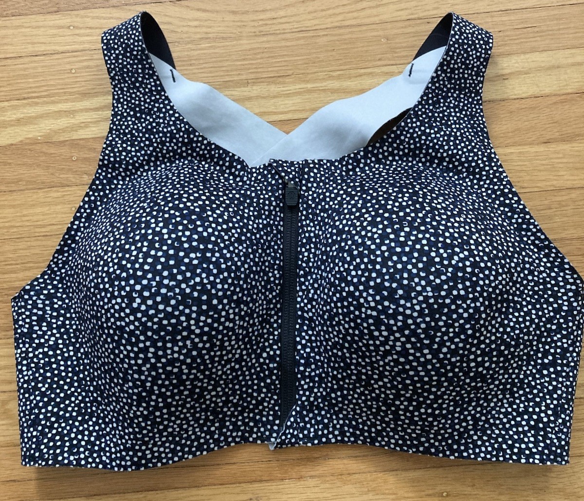 Lululemon Enlite Sports Bra Womens 36D Black polka High Support Running frontzip