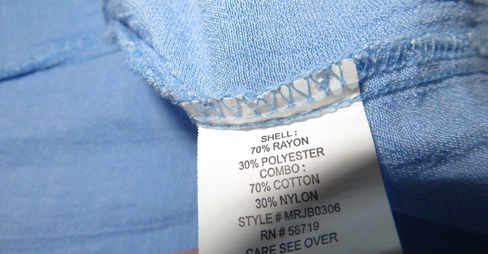 Notations Shirt Womens Large Blue Button Up 3/4 Convertible Sleeves Lace Accent