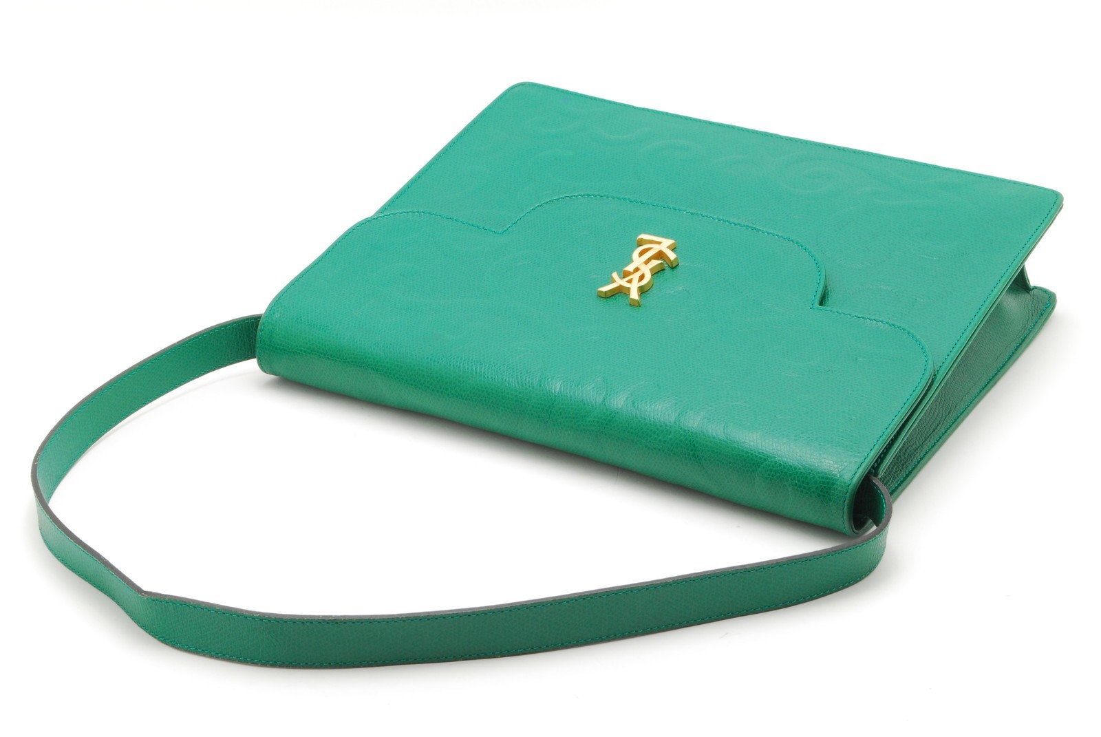 Read‼ Yves Saint Laurent Shoulder Bag Arabesque Leather Green YSL