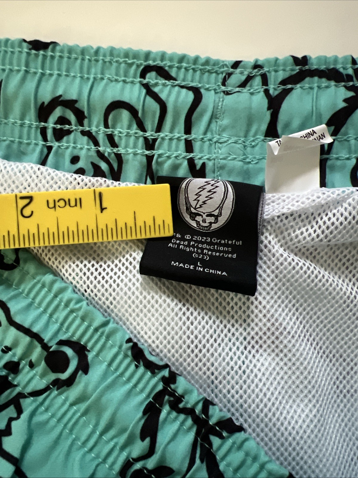 Grateful Dead Dancing Bears Ombre Swim Shorts Men’s Size Sz L Lined Pockets NEW