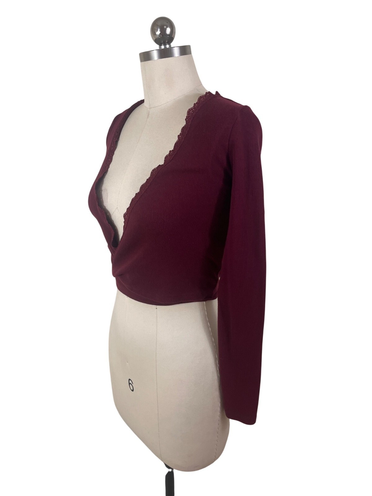 Forever 21 Dark Coquette Wrap Top Womens Small Burgundy Ballerina 90s Grunge