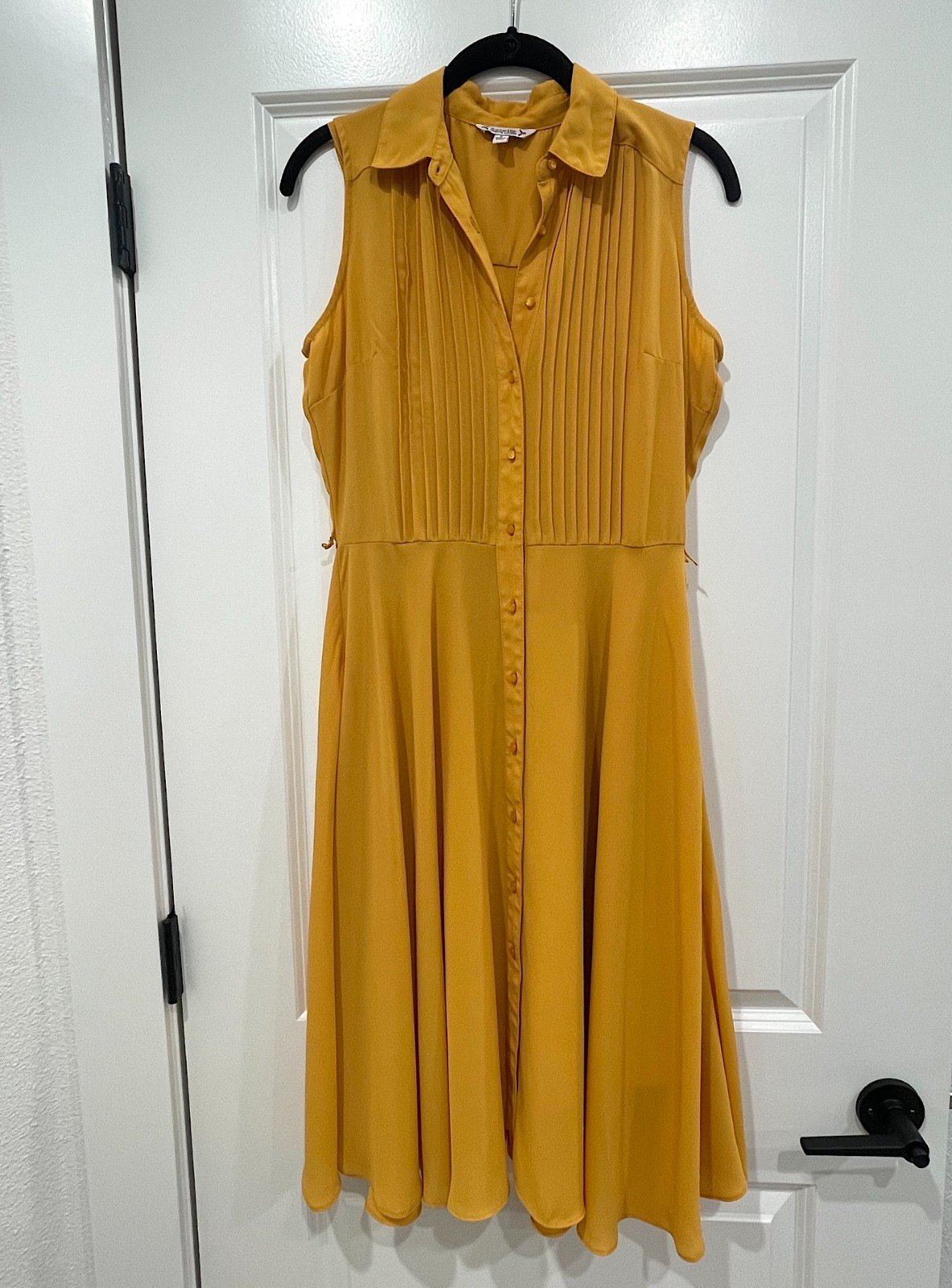 Nanette Lepore Sleeveless Collared Safari Maxi Shirt Dress Mustard Gold Size 2