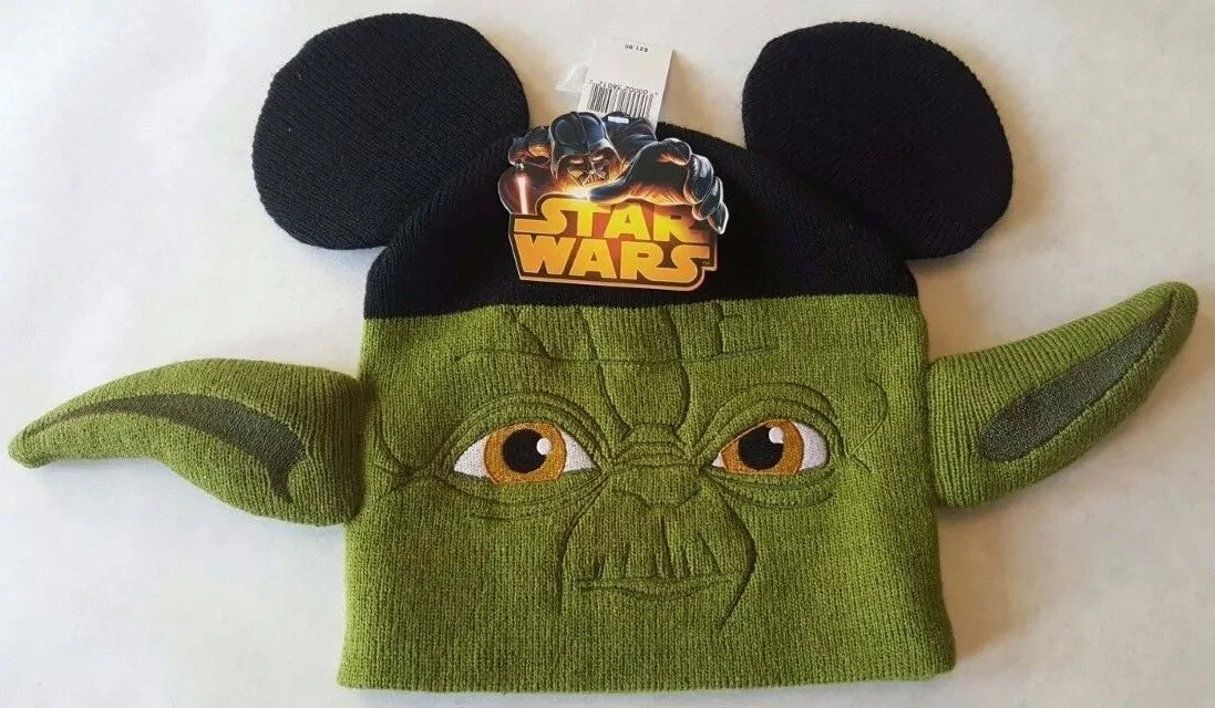 Star Wars YODA with Mickey Ears Knit Cap Beanie Disney Parks One Size