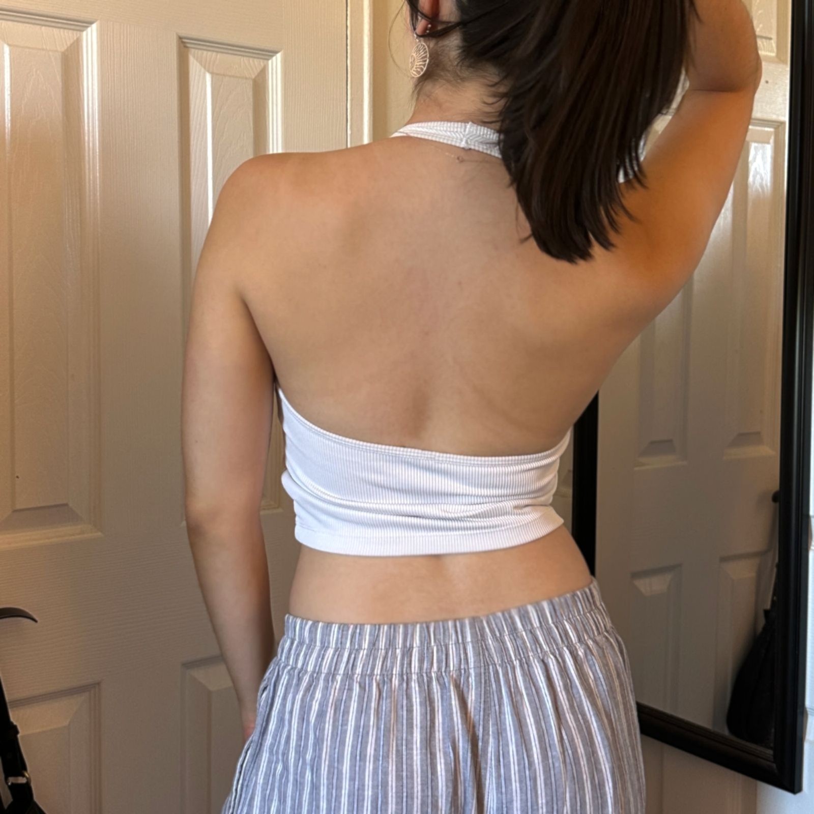 white ribbed halter crop top 🤍