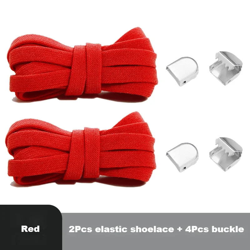 Flat Shoelaces Without Ties End Silver Metal Buckle Elastic Laces for Sneakers R