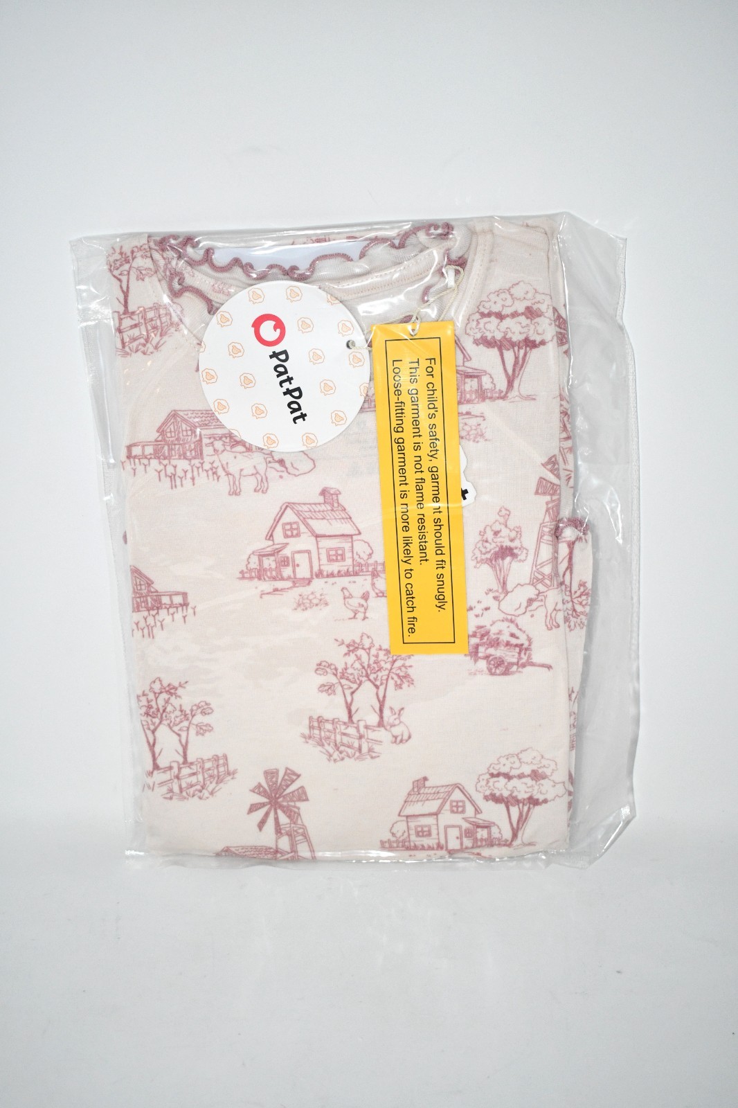 PATPAT Toddler Pajama Set, Wool/ Tencel Blend, Farm Animals, Size 9Y, Snug Fit,