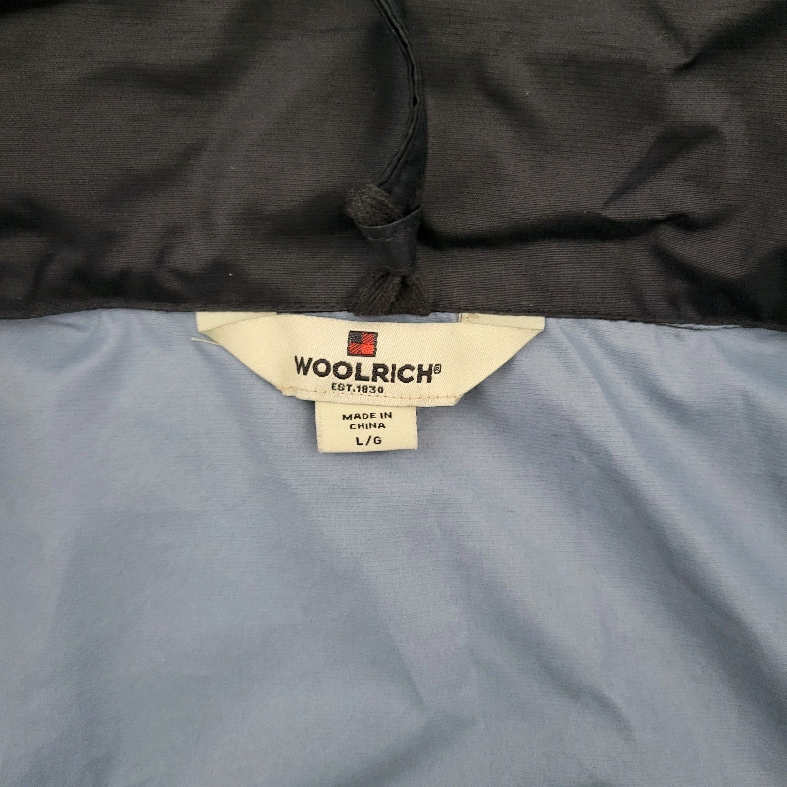 WOOLRICH Womens Rain Jacket Lightweight Hooded Utility Parka Black Packable Lg