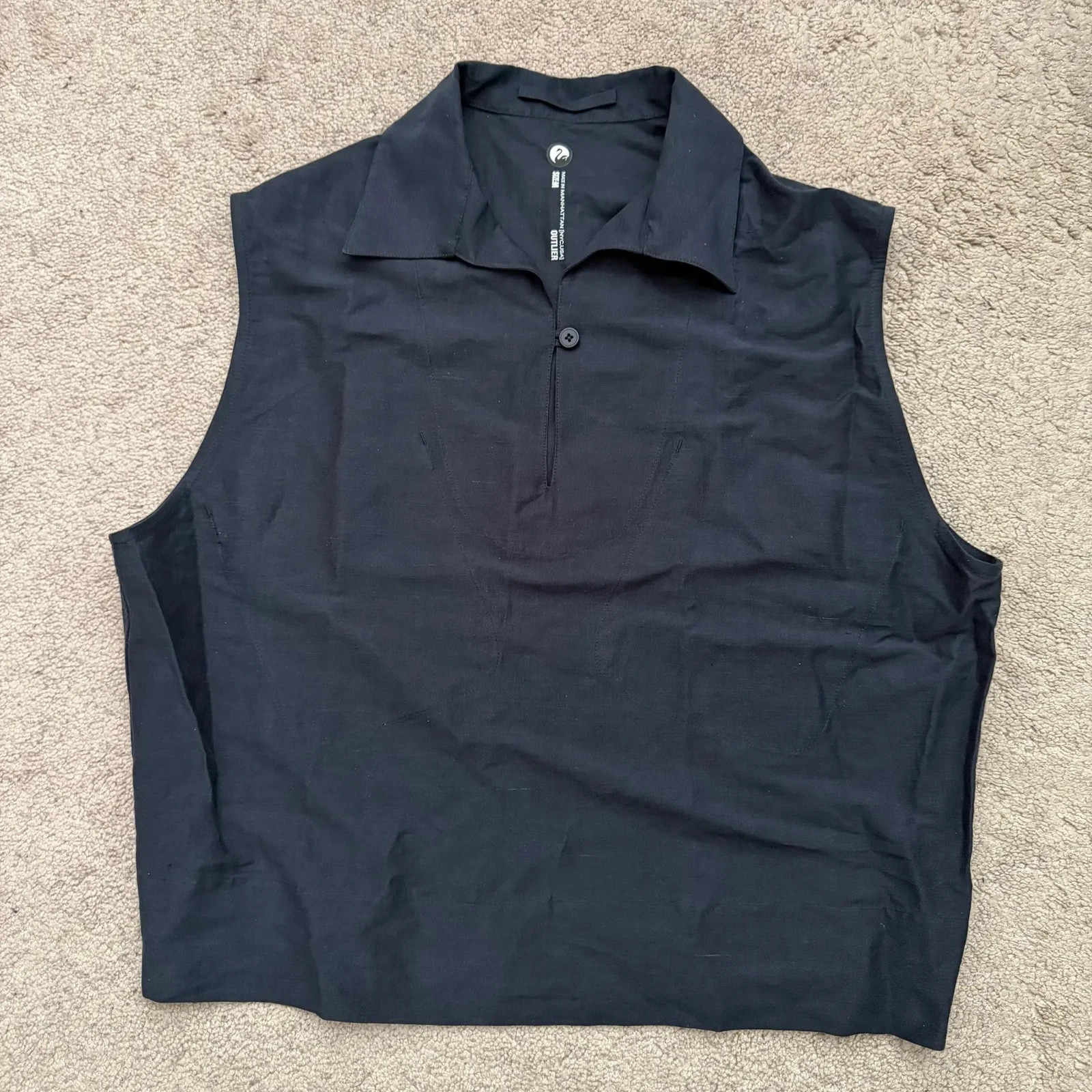 OUTLIER Injex Sleeveless Sailor Injected Linen Experiment #434 Sz M Black NEW