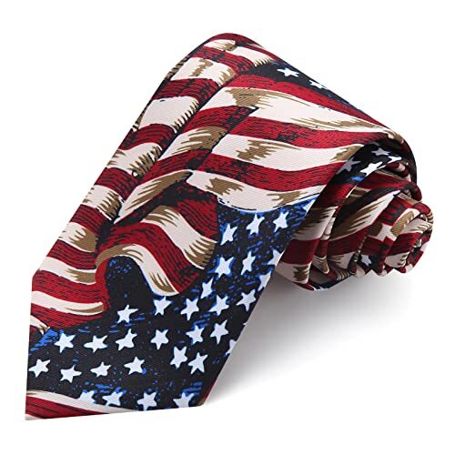 Men’s American Flag Ties 3.27″ (8.3CM) USA Flag Necktie For Men Honor