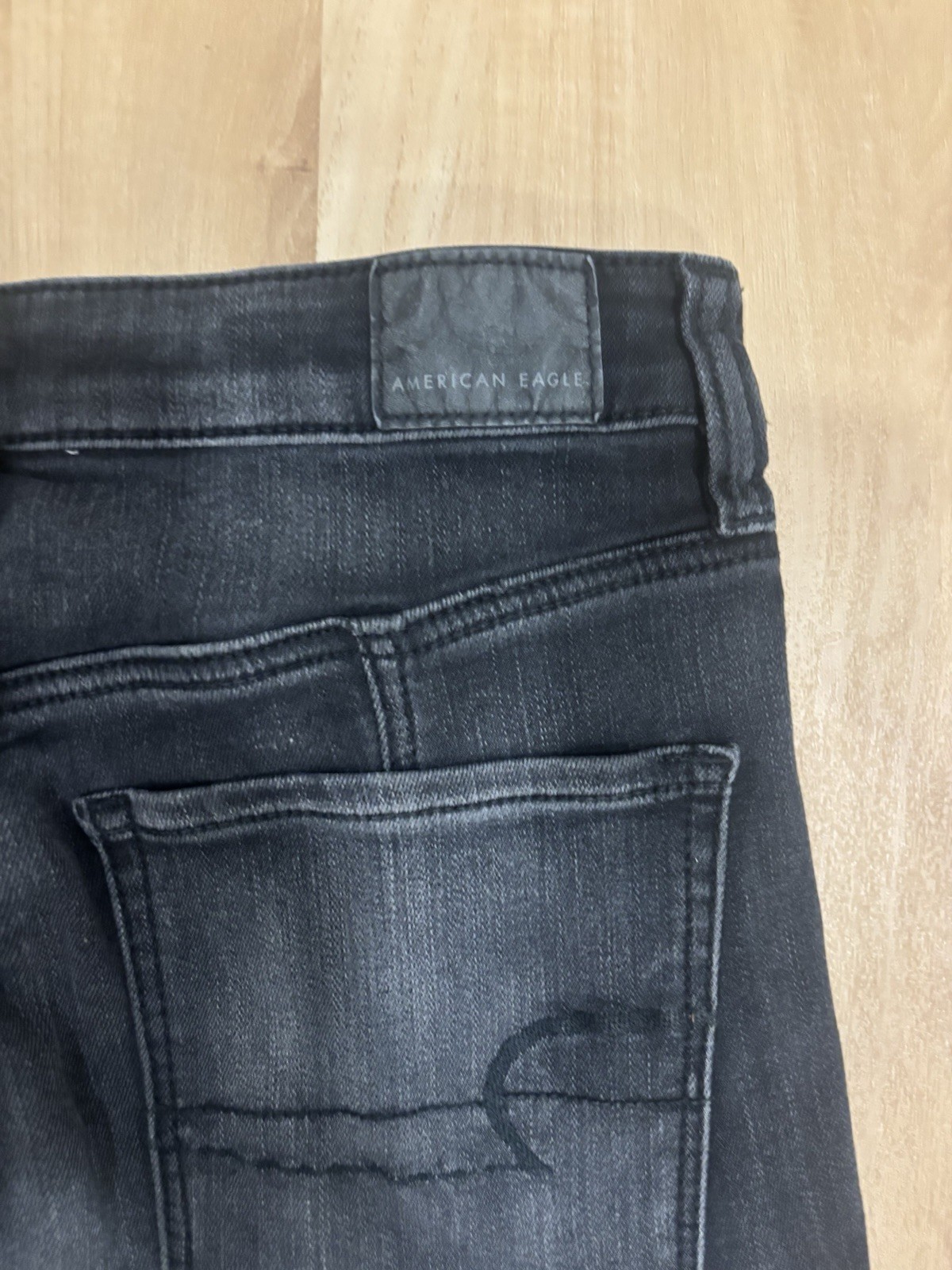 American Eagle Black Distressed Next Level Stretch Highest Rise Jegging Jean Sz6