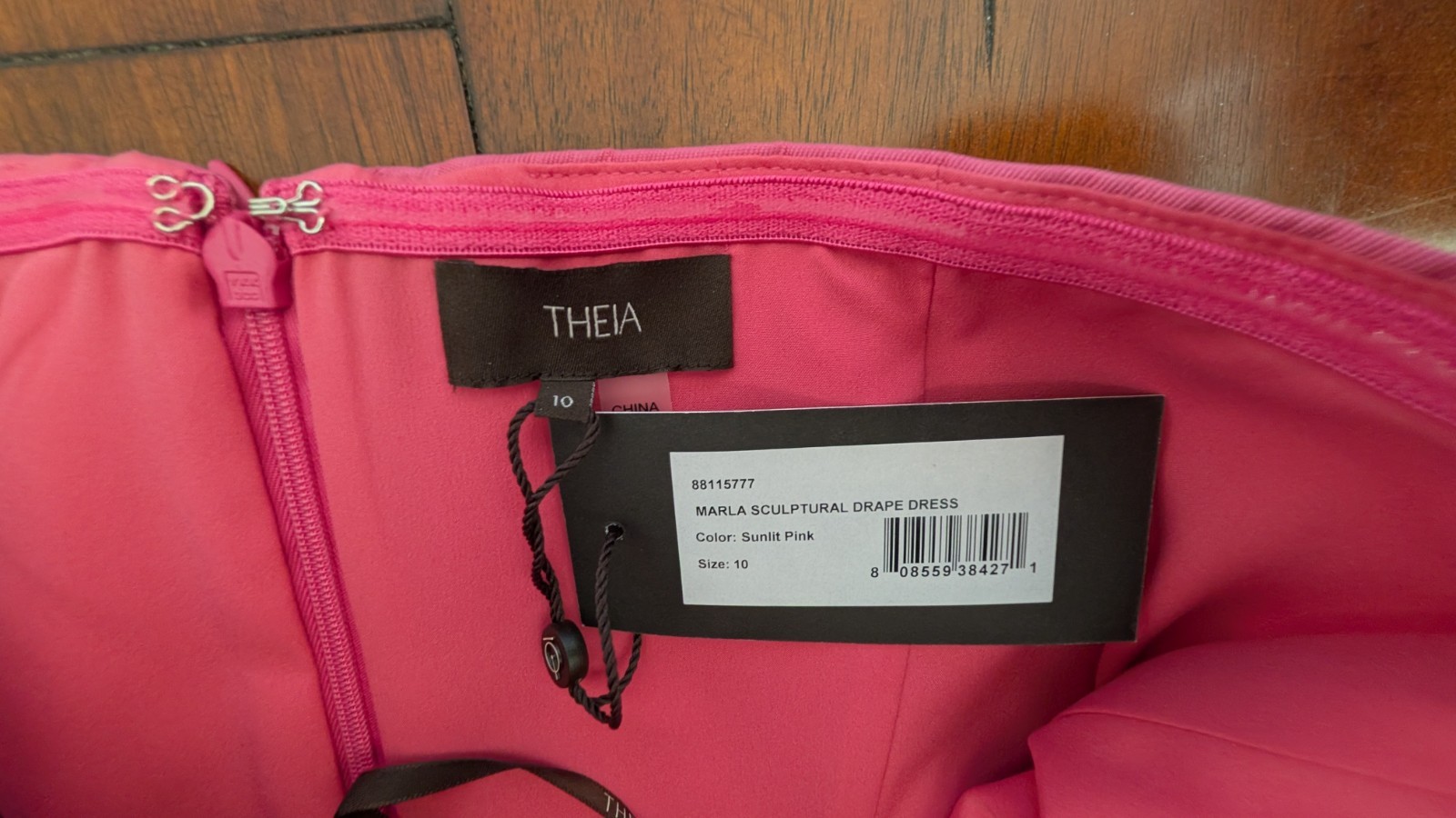 NWT Theia Marla Strapless Sculptural Drape Cocktail Dress Sunlit Pink Size 10