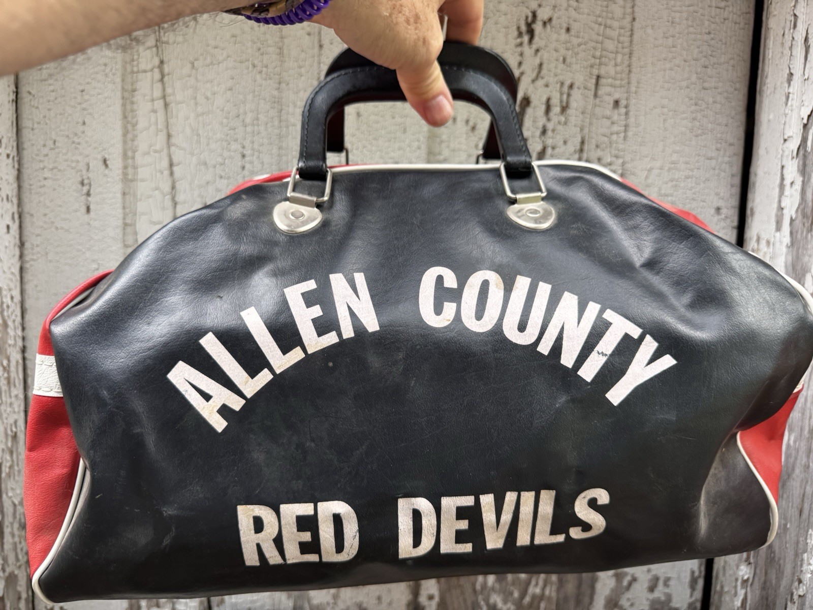Vintage Gym Bag Duffle ALLEN COUNTY RED DEVILS KS 60s Athletic Collegiate