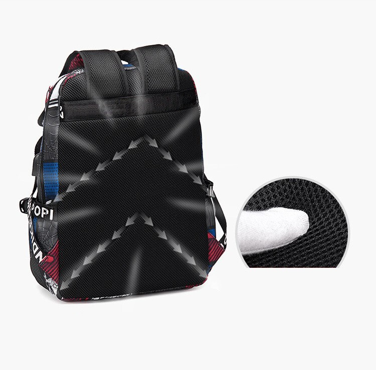 Shark Mouth x Spiderman Comic School Backpack Lightweight & Outdoor Waterproof