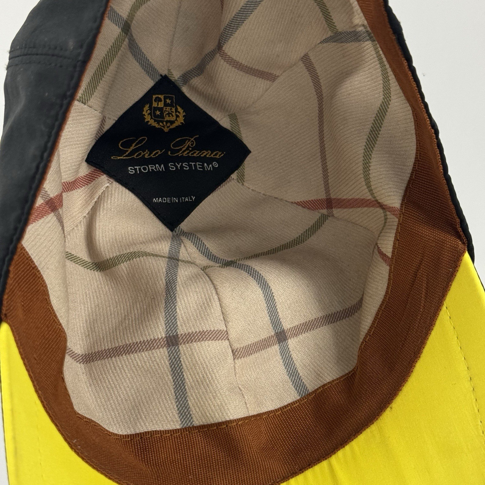 Loro Piana Storm System Microfiber Baseball Cap Black Yellow Men’s Size Medium