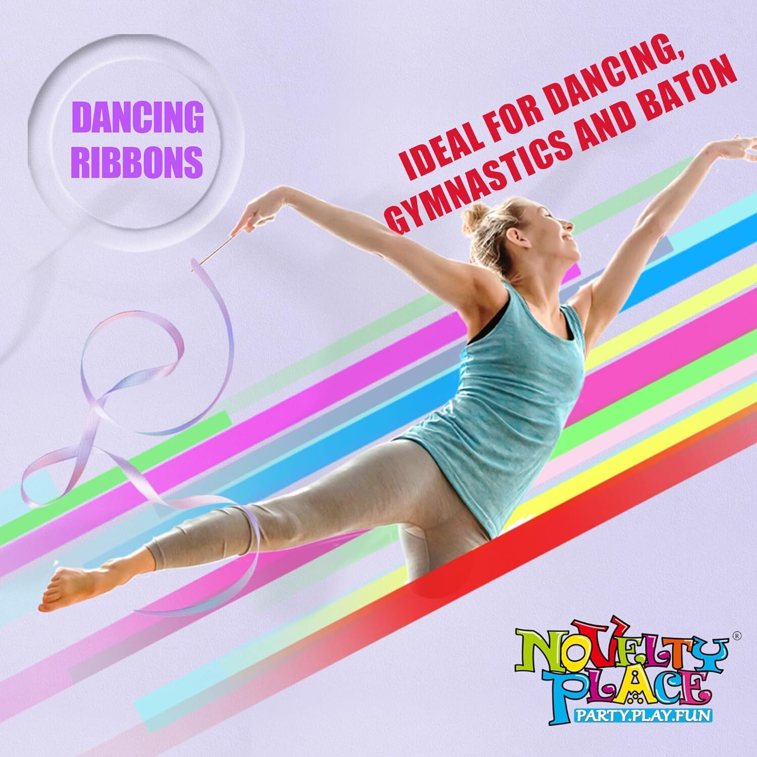 2 Pcs Sparkling Dance Ribbons Streamers, Gymnastics Ribbon Wands Rhythm Sticks