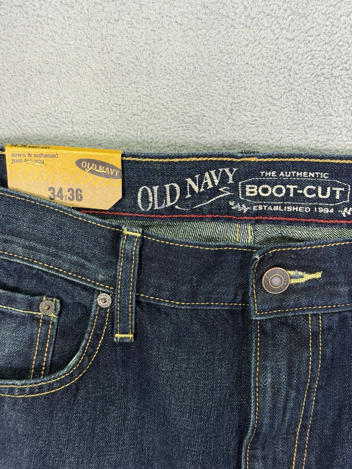 New Old Navy Jeans Mens 34×36 Blue Dark Wash Mid Rise Bootcut Regular Fit