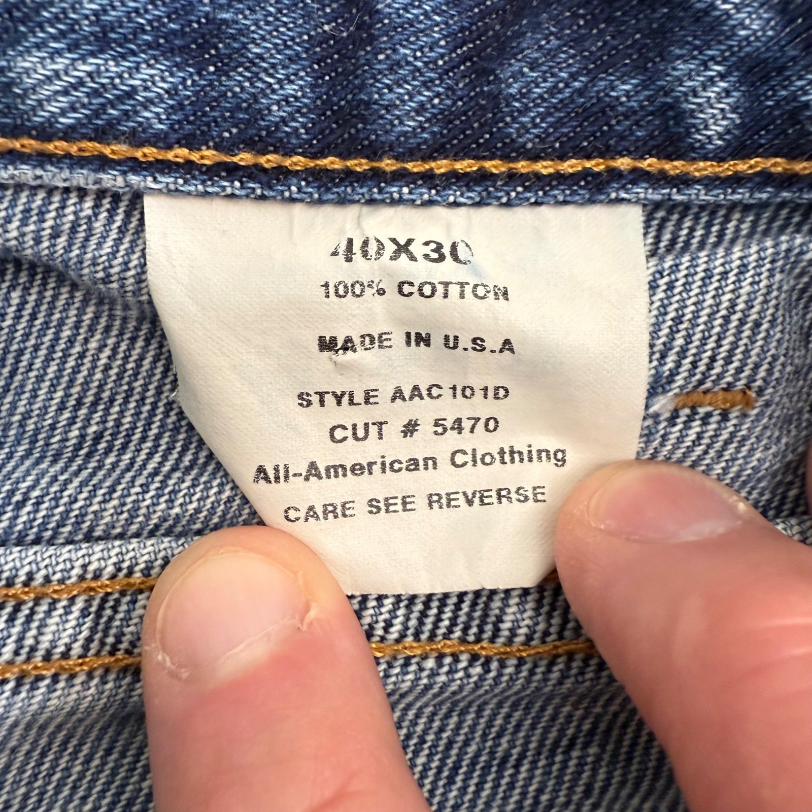 All American Clothing Co Mens Blue Denim Jeans Style AAC101D Cut 5470 40×30