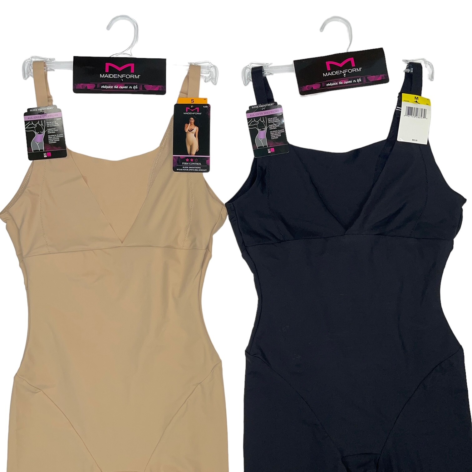 Maidenform Bodysuit Open Bust Mid Thigh Firm Control Sleek Slimmer Singlet P2556