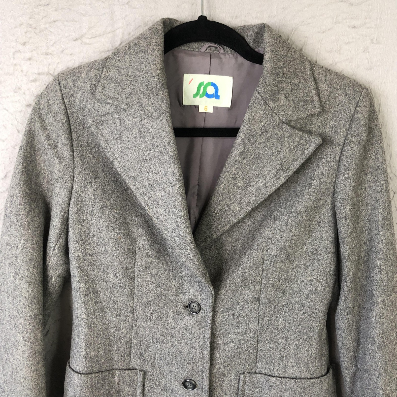SA Blazer Womens 6 Gray Wool Nylon Old Money Vintage Japan Career Professional