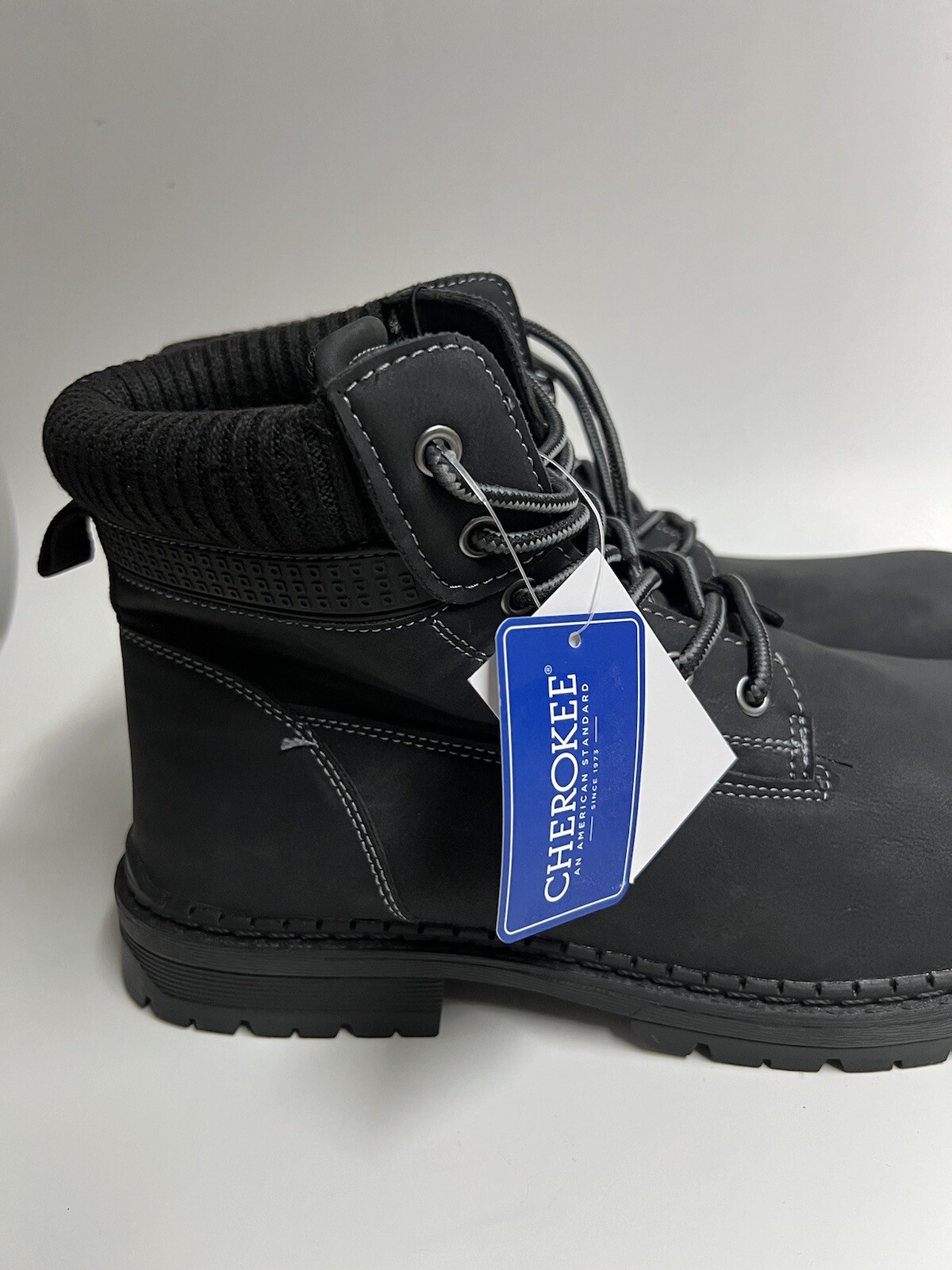 CHEROKEE Men High-Top Men Black Boots Sz 10m All Man Made Material New