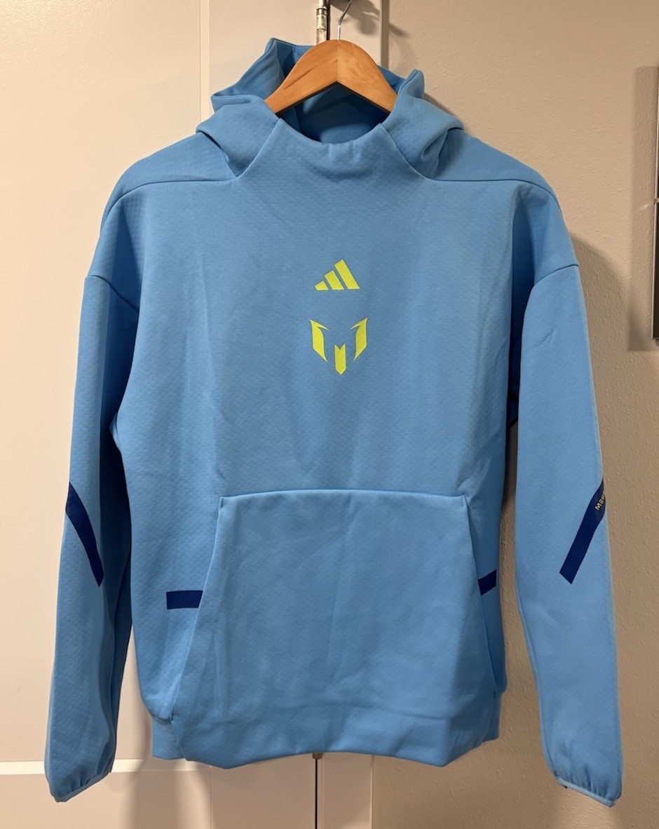 Adidas Messi ZNE Performance Hoodie Sweatshirt Blue KB2136 Kids Size L NWT