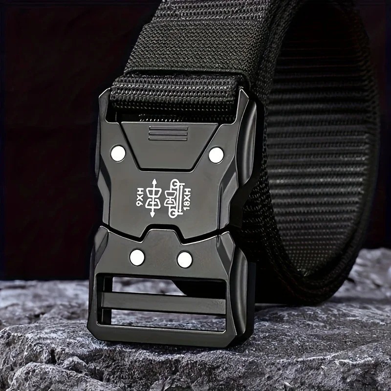 2PCS Mens Tactical Belt Quick Release Buckle Nylon Waist Belt for Hiking Fishing