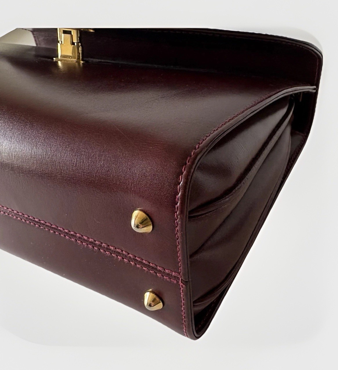 Authentic BALLY Hand bag Burgandy Leather From Japan 01058