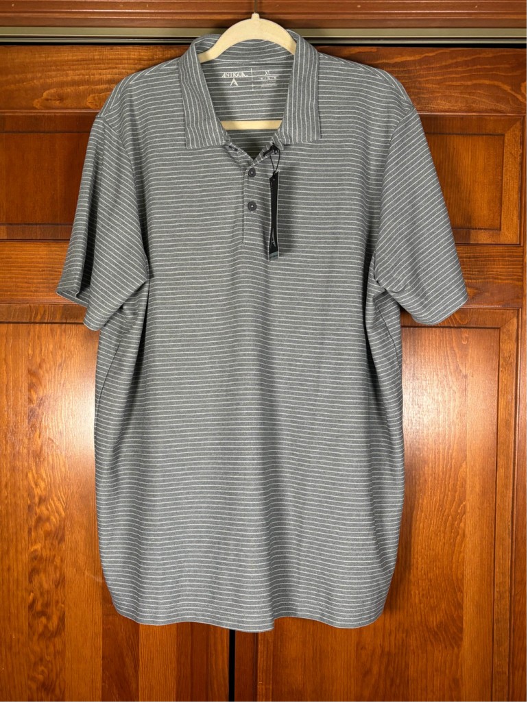 Antigua Collared Polo Shirt Esteem Mini Stripes “Master of Mixes” Gray M XL NWT