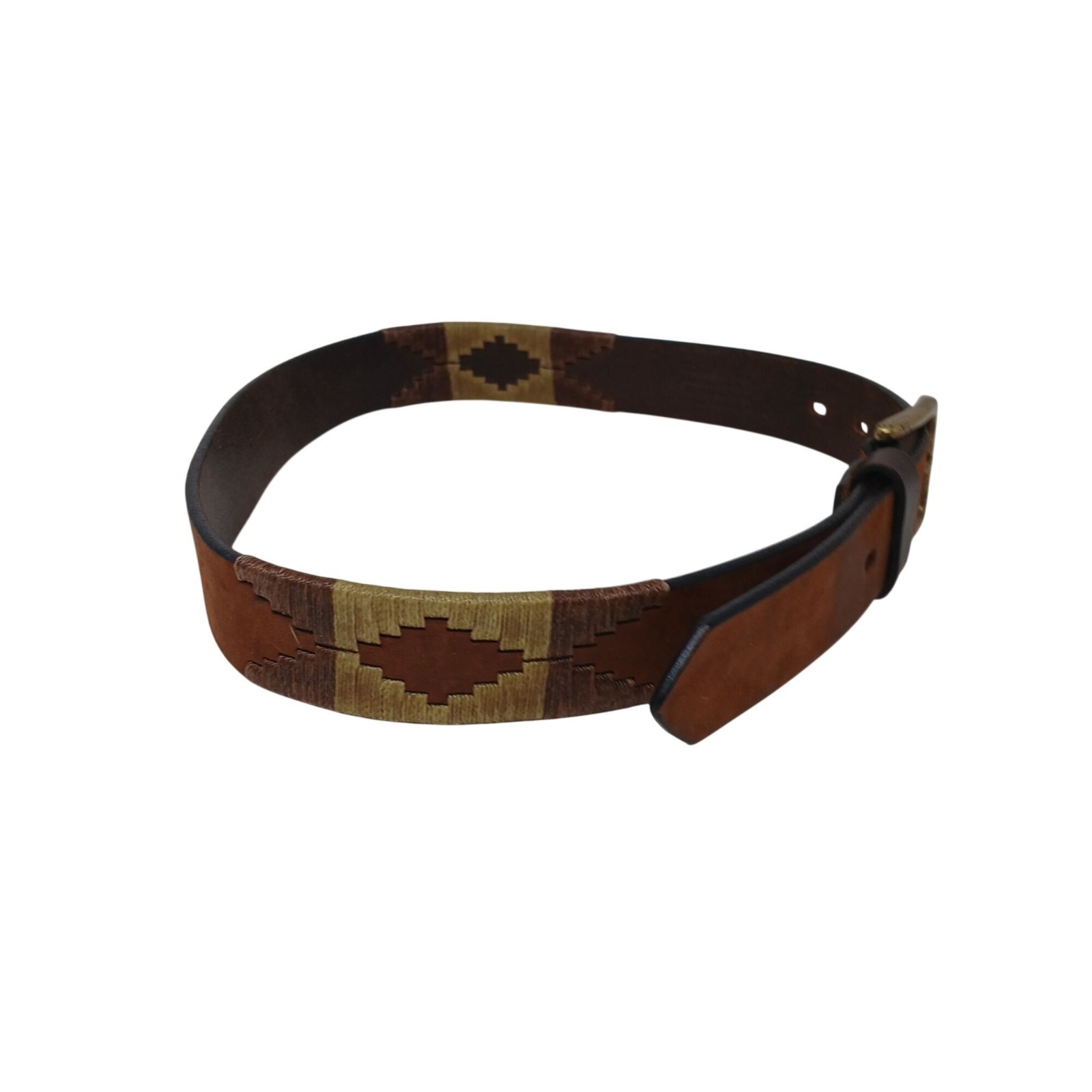Gaucho Brown Leather Belt 80 cm Embroidered Western Tribal w/Buckle #D11-A