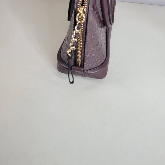 Coach Signature Debossed Patent Leather Sierra Satchel Oxblood Gold Purse Bag