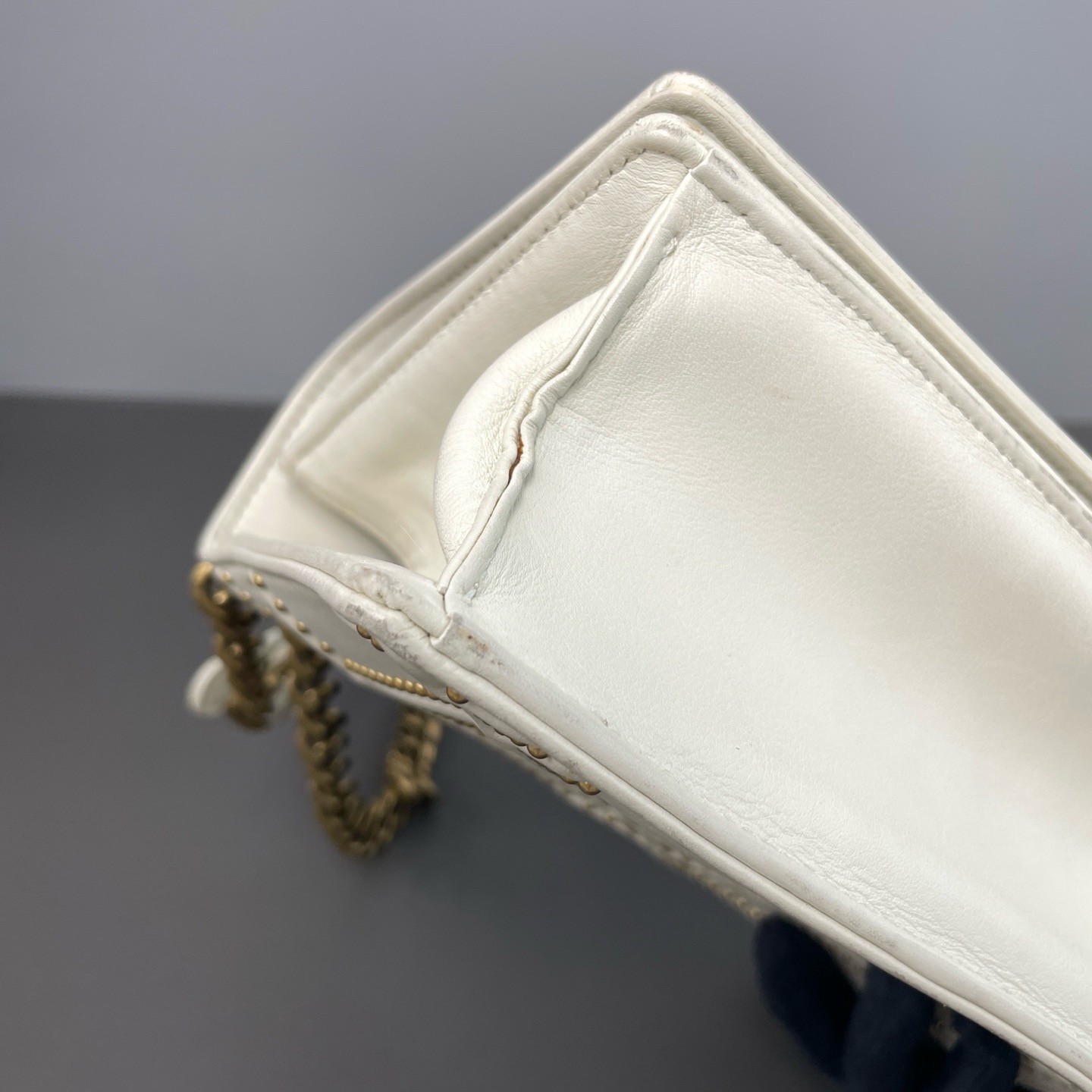 Dior Pre-Owned Authentic Chain Bag White 21.5*12.5*7 Free Tracked Shipping