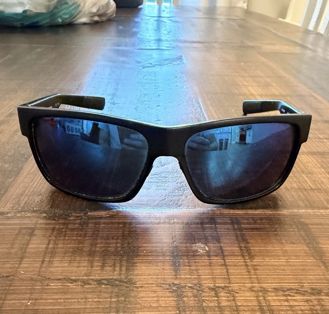 Costa Ocearch Half Moon HFM 155 Black Plastic Frame Blue Mirrored Sunglasses