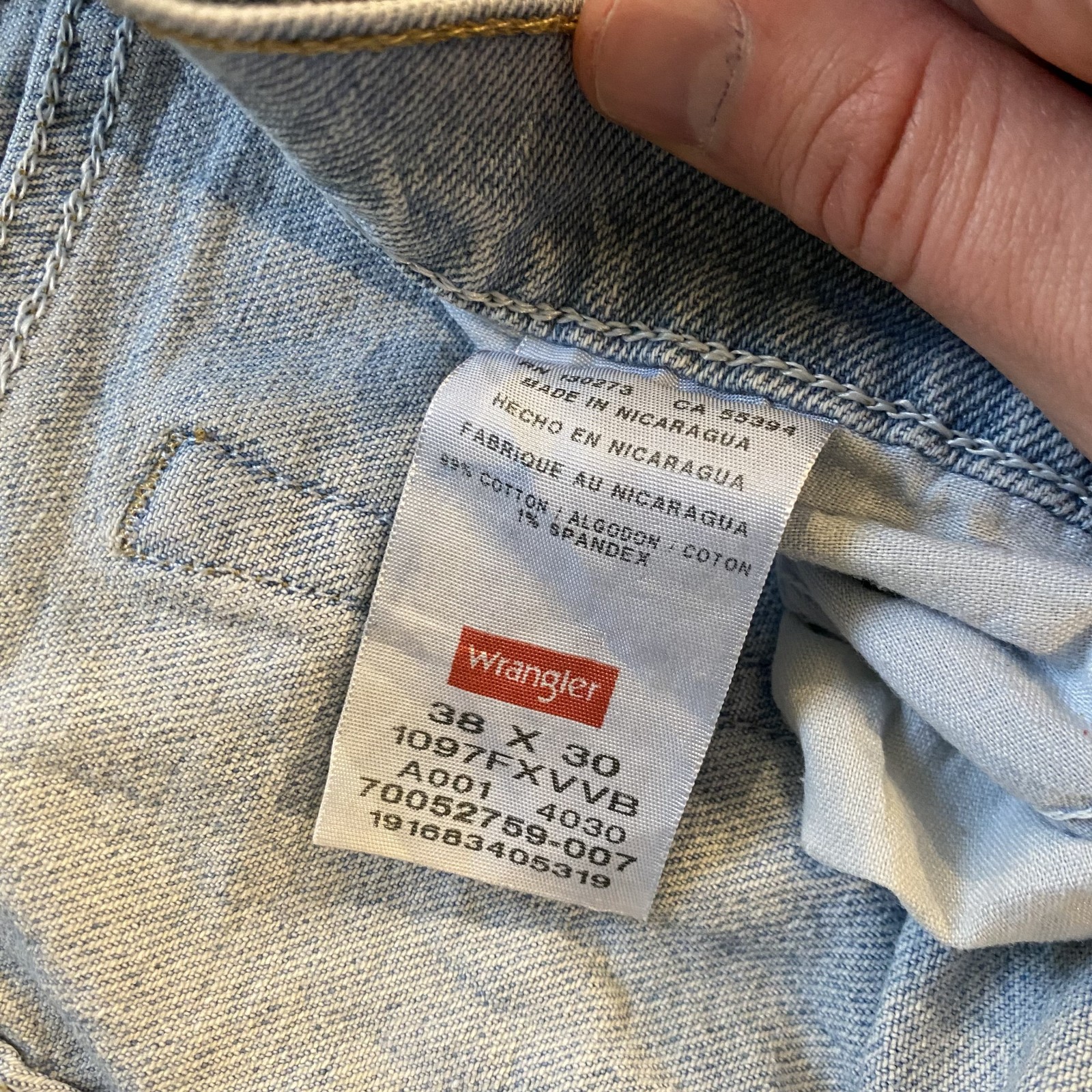 Wrangler Five Star Relaxed Fit Jeans Light Blue Stretch Denim 38W 30L 1097FXVVB