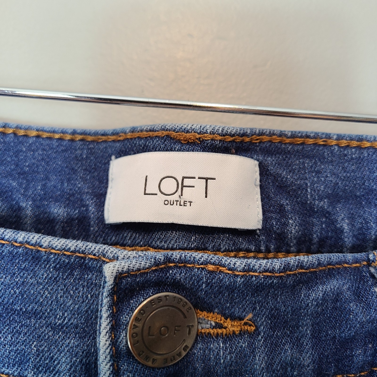 Loft Women Jeans 32/14 Blue Denim Stretch High Rise Straight Leg Casual Blue