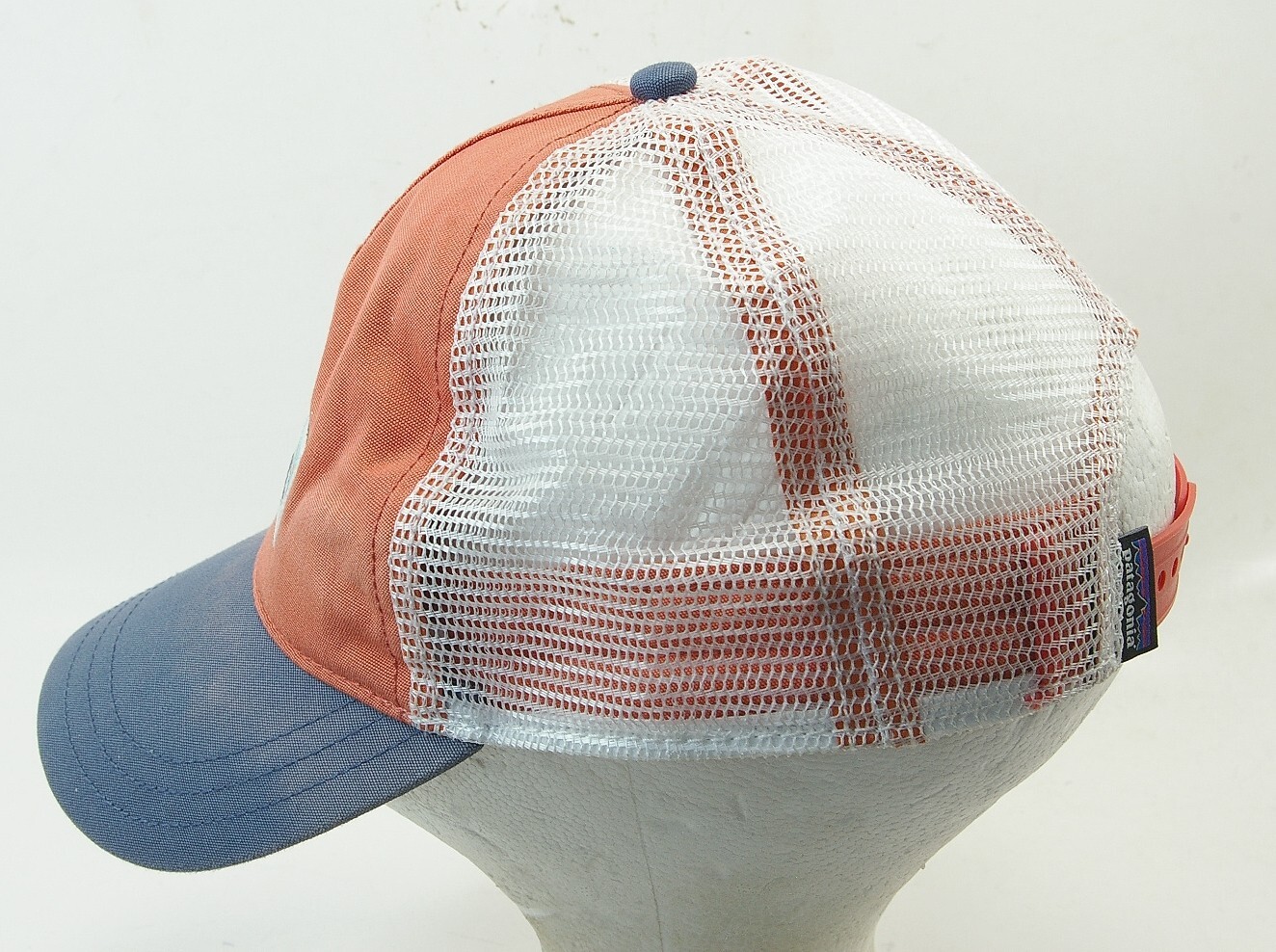 Patagonia P-6 Logo Roger That Hat Mid Crown Orange Blue Mesh Snap Back