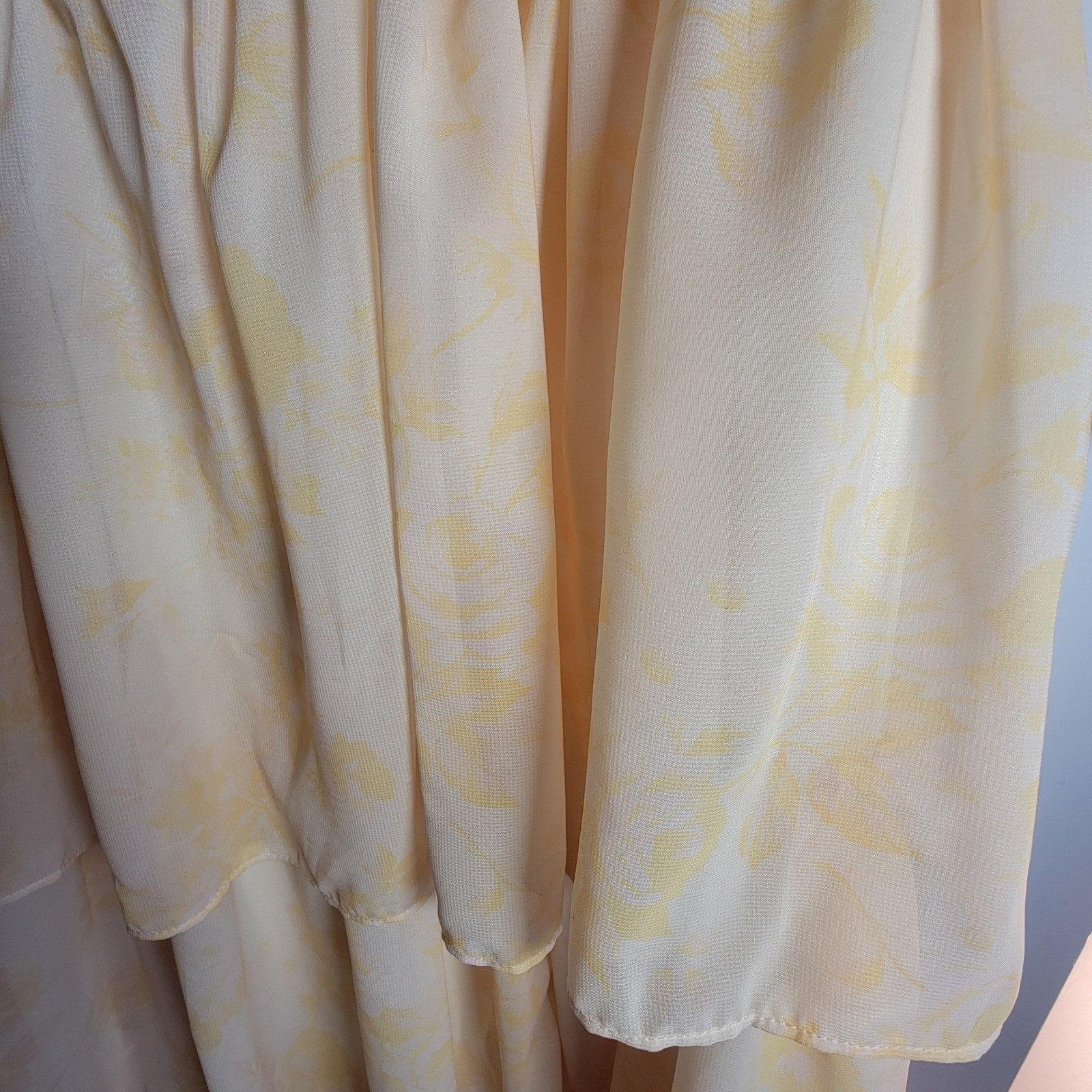 Ao Yan Butter Yellow Tiered Ruffled Maxi Formal Dress Prom Gown NWT Size S